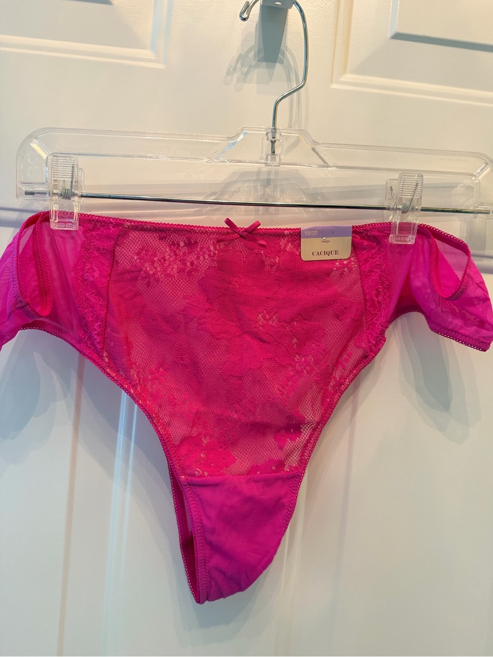 Cacique Bright Pink Lace Tanga Panty